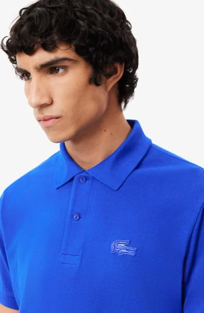 Lacoste Small Croc Polo In Lazuli