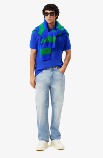 Lacoste Small Croc Polo In Lazuli