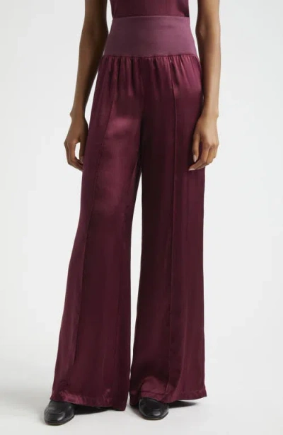 Atm Anthony Thomas Melillo Silk Charmeuse Palazzo Pants In Merlot
