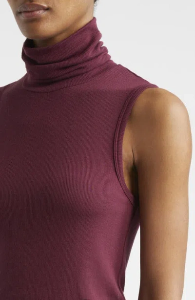 Atm Anthony Thomas Melillo Rib Sleeveless Turtleneck Top In Merlot