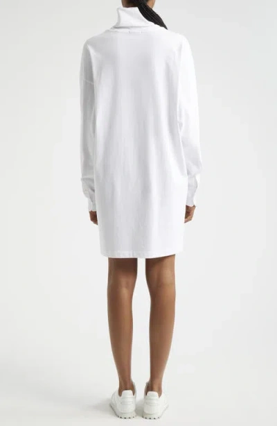 Atm Anthony Thomas Melillo Turtleneck Long Sleeve Cotton Jersey Dress In White