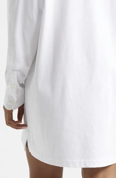 Atm Anthony Thomas Melillo Turtleneck Long Sleeve Cotton Jersey Dress In White