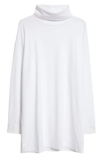 Atm Anthony Thomas Melillo Turtleneck Long Sleeve Cotton Jersey Dress In White