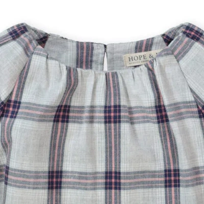 Hope & Henry Baby Girls' Ruffle Sleeve Top, Infant In Gray Plaid