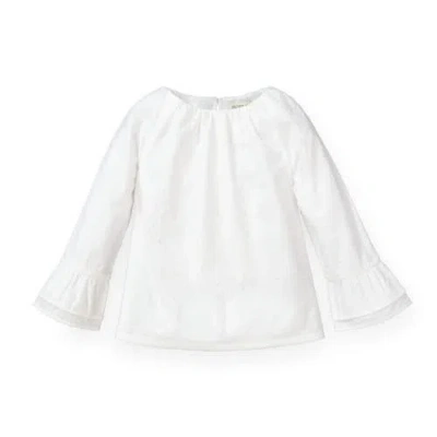 Hope & Henry Baby Girls' Ruffle Sleeve Top, Infant In White