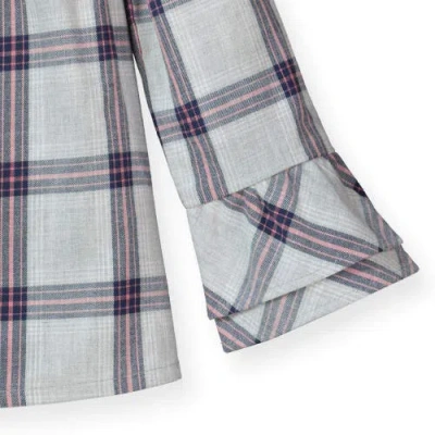 Hope & Henry Baby Girls' Ruffle Sleeve Top, Infant In Gray Plaid