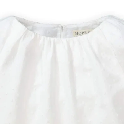 Hope & Henry Baby Girls' Ruffle Sleeve Top, Infant In White