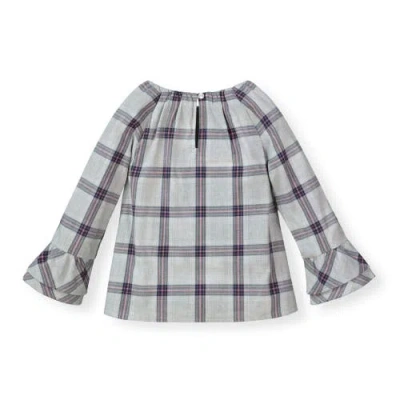 Hope & Henry Baby Girls' Ruffle Sleeve Top, Infant In Gray Plaid
