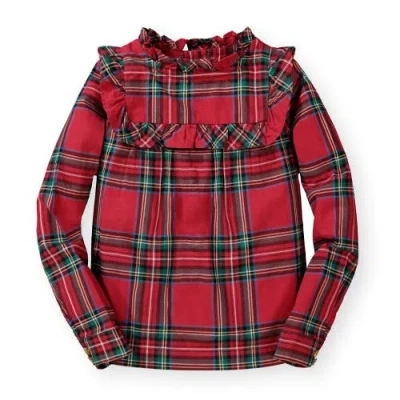 Hope & Henry Baby Girls' Ruffle Yoke Blouse, Infant In Red