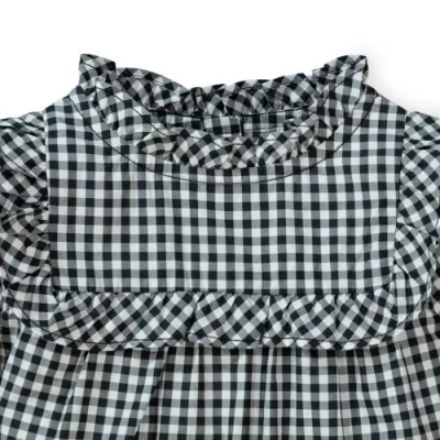 Hope & Henry Baby Girls' Ruffle Yoke Blouse, Infant In Black & White Buffalo Plaid
