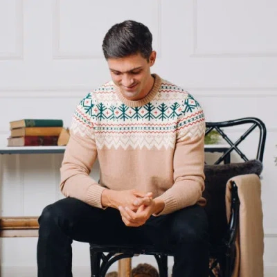 Hope & Henry Organic Fair Isle Sweater In Camel Holiday Fair Isle