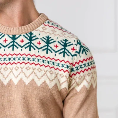 Hope & Henry Organic Fair Isle Sweater In Camel Holiday Fair Isle