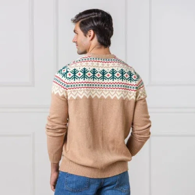 Hope & Henry Organic Fair Isle Sweater In Camel Holiday Fair Isle