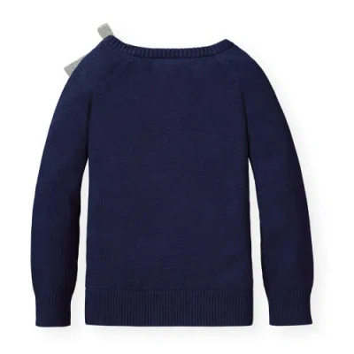 Hope & Henry Baby Girls' French Sweater With Velvet Bow, Infant In Navy