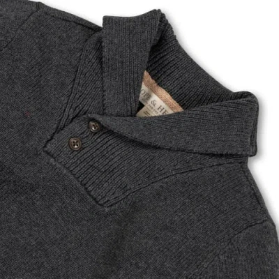Hope & Henry Baby Boys' Organic Shawl Collar Sweater, Infant In Charcoal Heather Stripes