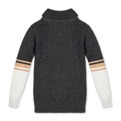 Shop Hope & Henry Baby Boys' Organic Shawl Collar Sweater, Infant In Charcoal Heather Stripes