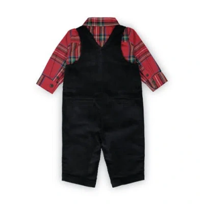 Hope & Henry Baby Dapper Overall Set, Infant In Red Holiday Tartan Black Set