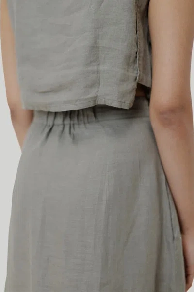 Reistor Women's Overlap Midi Dark Green Skirt In Neutral Beige