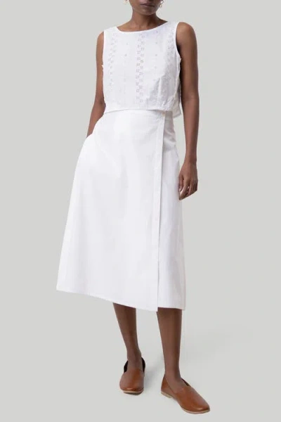 Reistor Overlap Midi Skirt In Coconut White