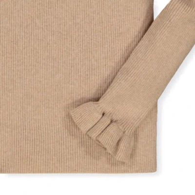 Hope & Henry Baby Girls' Organic Ruffle Rib Knit Sweater Top, Infant In Oatmeal Heather Ruffle