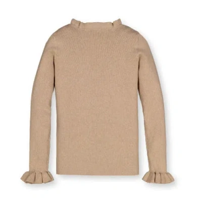 Hope & Henry Baby Girls' Organic Ruffle Rib Knit Sweater Top, Infant In Oatmeal Heather Ruffle