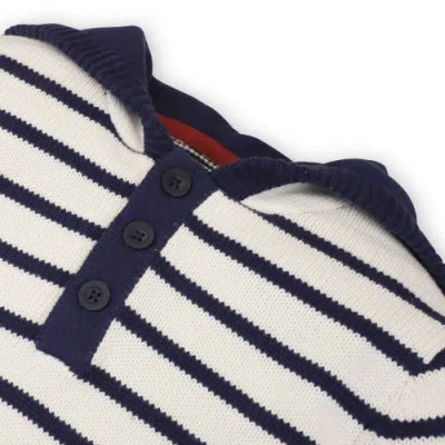 Shop Hope & Henry Baby Boys' Organic Hooded Pullover Sweater, Infant In Navy And White Stripe