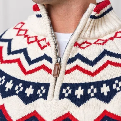 Hope & Henry Organic Nordic Half Zip Sweater In Navy Nordic Fair Isle