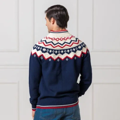 Hope & Henry Organic Nordic Half Zip Sweater In Navy Nordic Fair Isle