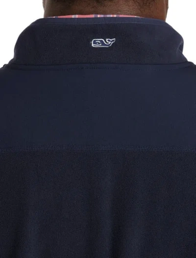 Vineyard Vines Harbor Fleece Zip-front Vest In Vineyard Navy