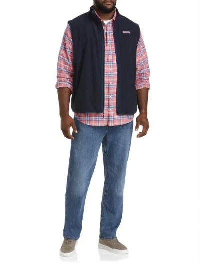 Shop Vineyard Vines Harbor Fleece Zip-front Vest In Vineyard Navy