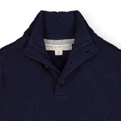 Shop Hope & Henry Baby Boys' Mock Neck Button Placket Sweater, Infant In Blue