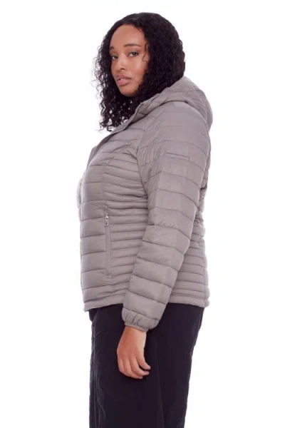 Alpine North Plus Size Yoho Lightweight Packable Puffer Jacket & Bag In Taupe