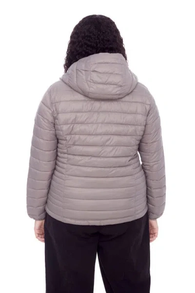 Alpine North Plus Size Yoho Lightweight Packable Puffer Jacket & Bag In Taupe