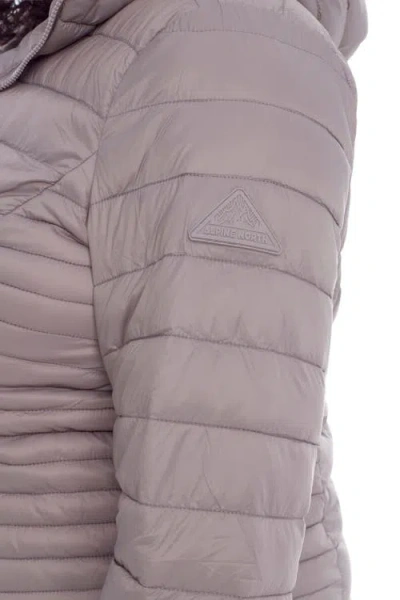 Alpine North Plus Size Yoho Lightweight Packable Puffer Jacket & Bag In Taupe