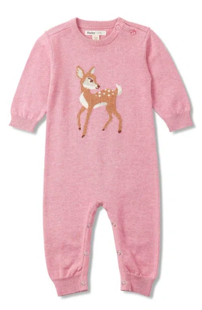 Hatley Baby Doe Cotton Sweater Romper In Blush Blossom Melange