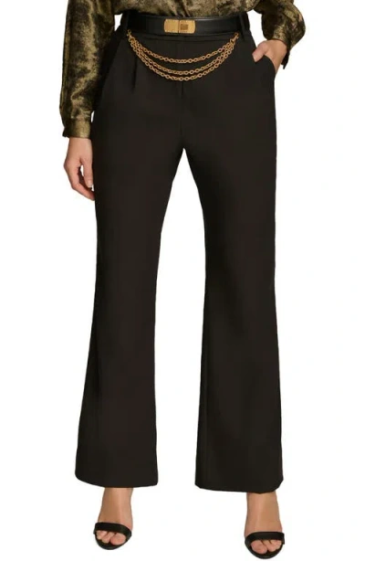 Donna Karan Chain Belt Wide Leg Pants In Black