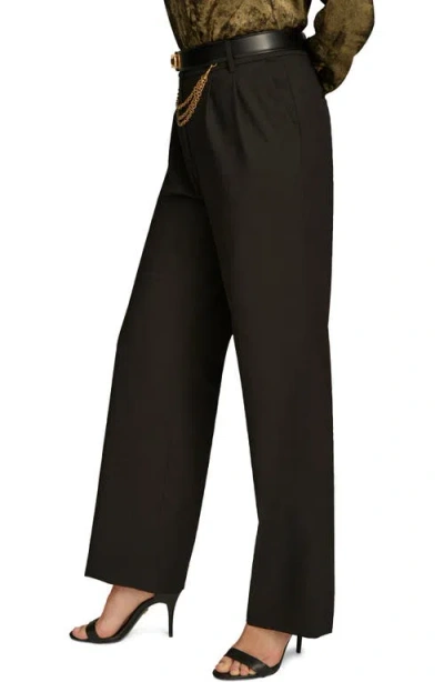 Donna Karan Chain Belt Wide Leg Pants In Black