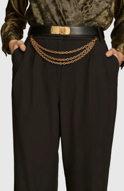 Donna Karan Chain Belt Wide Leg Pants In Black