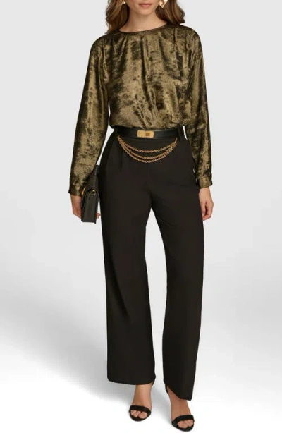 Donna Karan Chain Belt Wide Leg Pants In Black