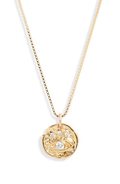 Set & Stones Evie Evil Eye Medallion Necklace In Gold
