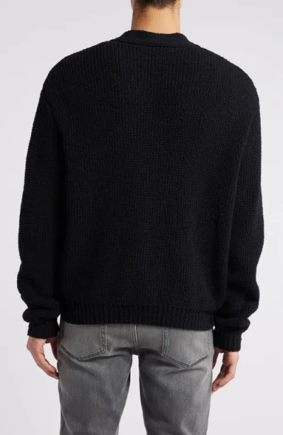 Frame Rib Wool & Silk Cardigan In Black