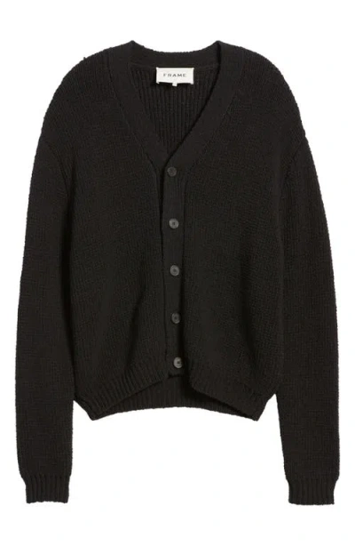 Frame Rib Wool & Silk Cardigan In Black