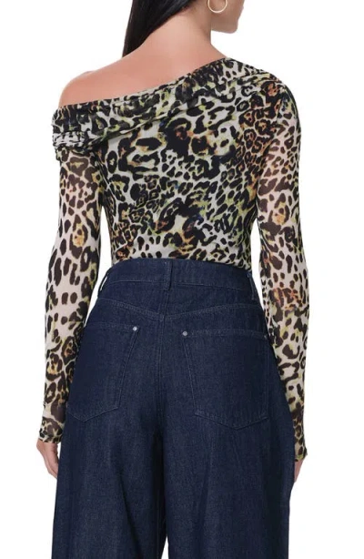 Shop Afrm Barry One-shoulder Mesh Top In Fall Animal