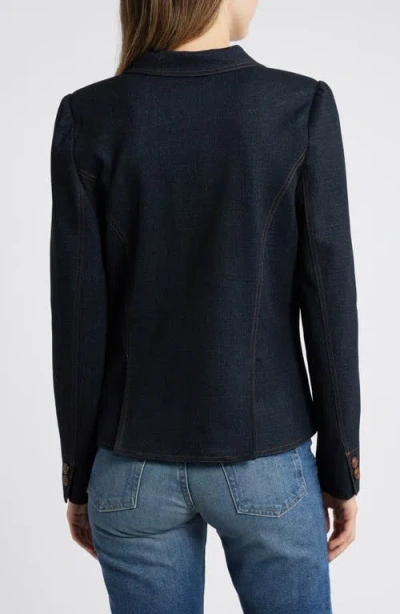 Wit & Wisdom Crop Denim Blazer In Dark Indigo