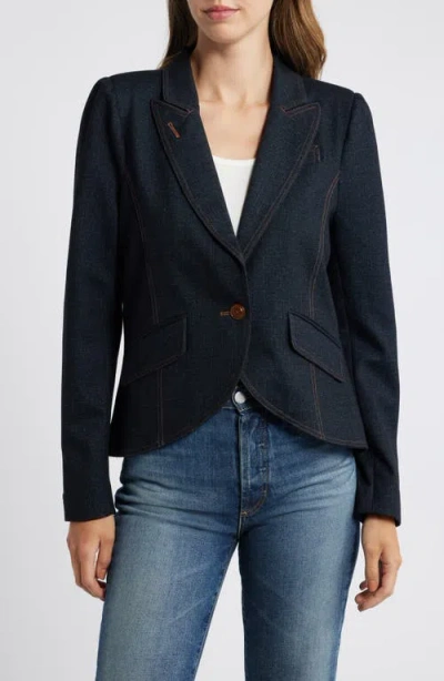Wit & Wisdom Crop Denim Blazer In Dark Indigo