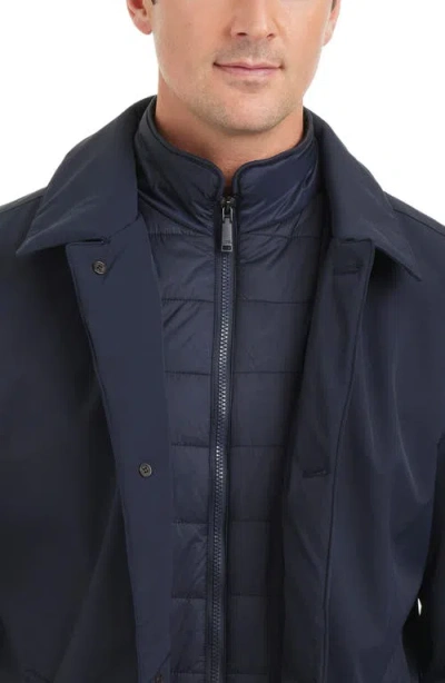 Vince Camuto Water Resistant Transitional Coat With Removable Bib In Navy