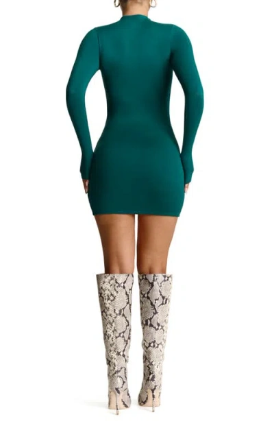 Shop N By Naked Wardrobe Naked Wardrobe Figure It Out Long Sleeve Body-con Minidress In Deep Teal