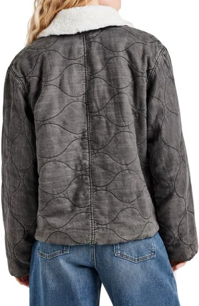 Splendid Kayden Jacket With Removable Faux Shearling Collar In Washed Black