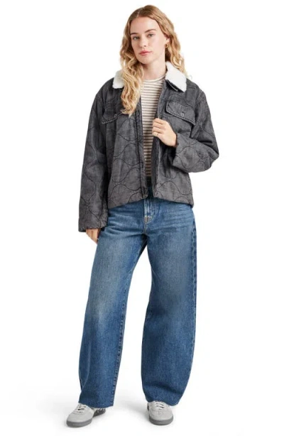 Splendid Kayden Jacket With Removable Faux Shearling Collar In Washed Black