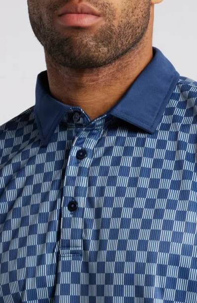 Shop Swannies Gunnar Check Print Golf Polo In Navy